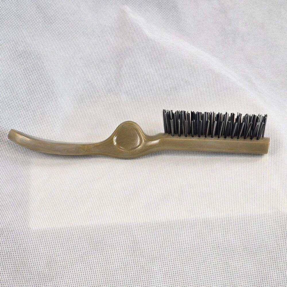 Vintage Spornette #480 Hair Brush Thumb Grip Gold Marble 5 Row 9 Inches